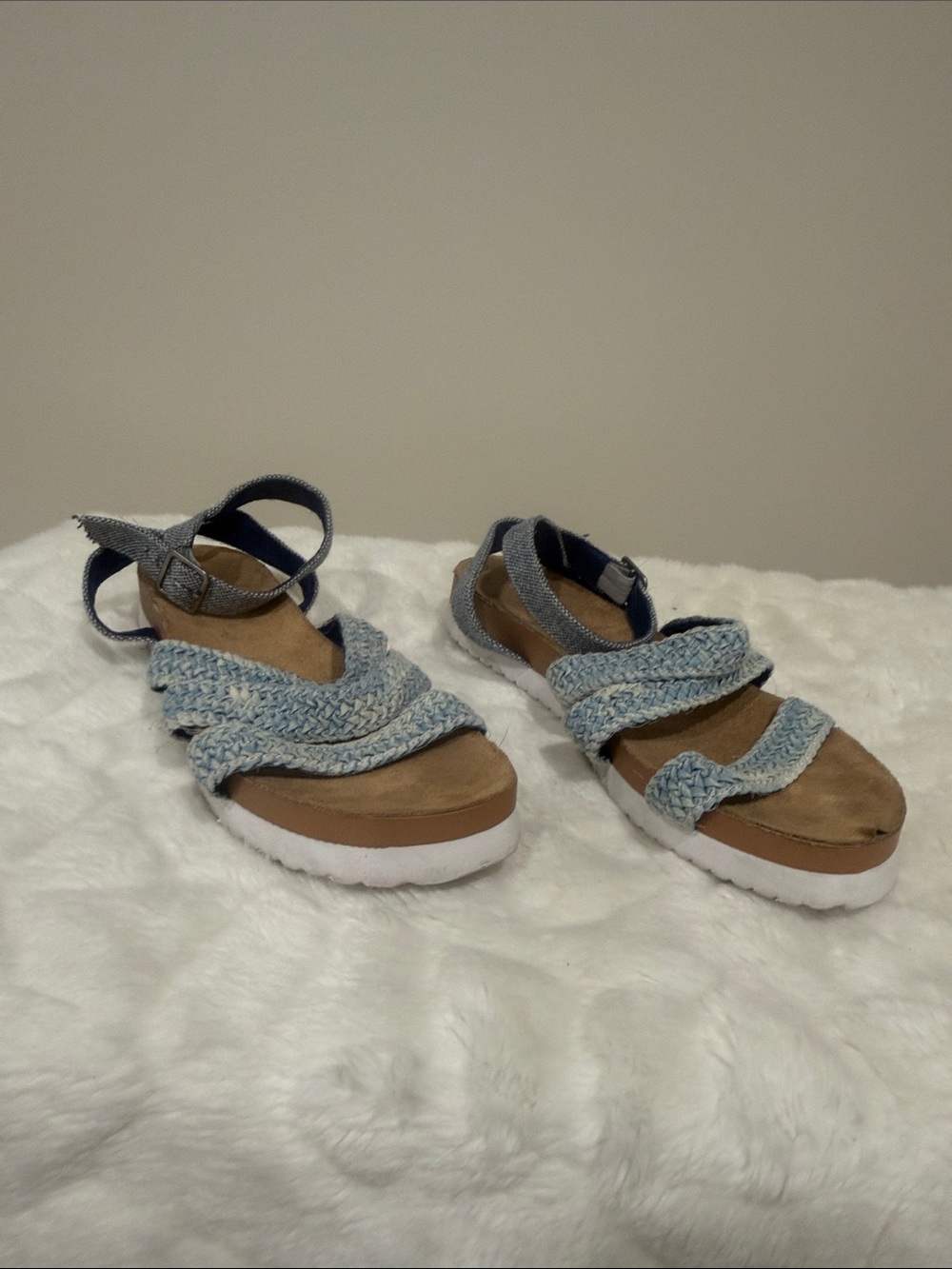 Rocket Dog Braided Light Blue and Tan Strappy Sandals